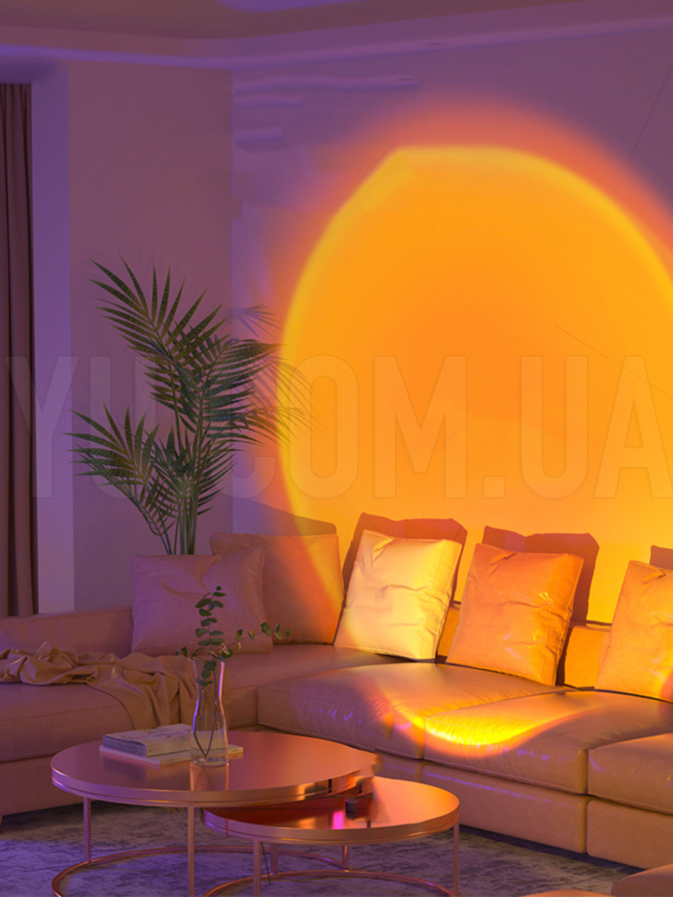 Проекционная LED лампа для селфи эффект солнца (16 см) RGB Sunset Lamp PC атмосферный светильник-ночник